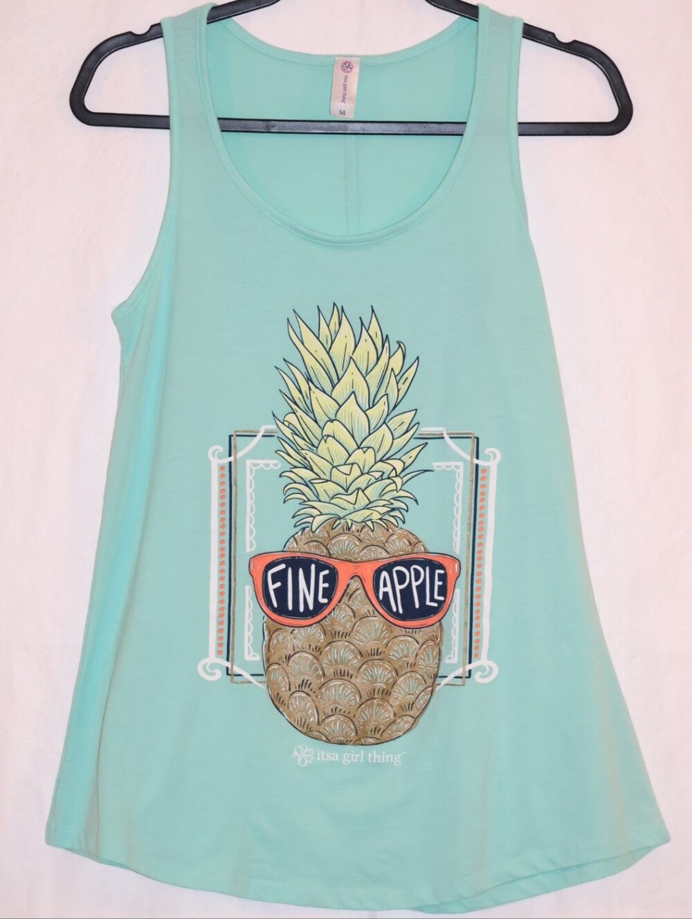 Itsa Girl Thing Mint Green Fine Apple Pineapple Racerback Tank Top.